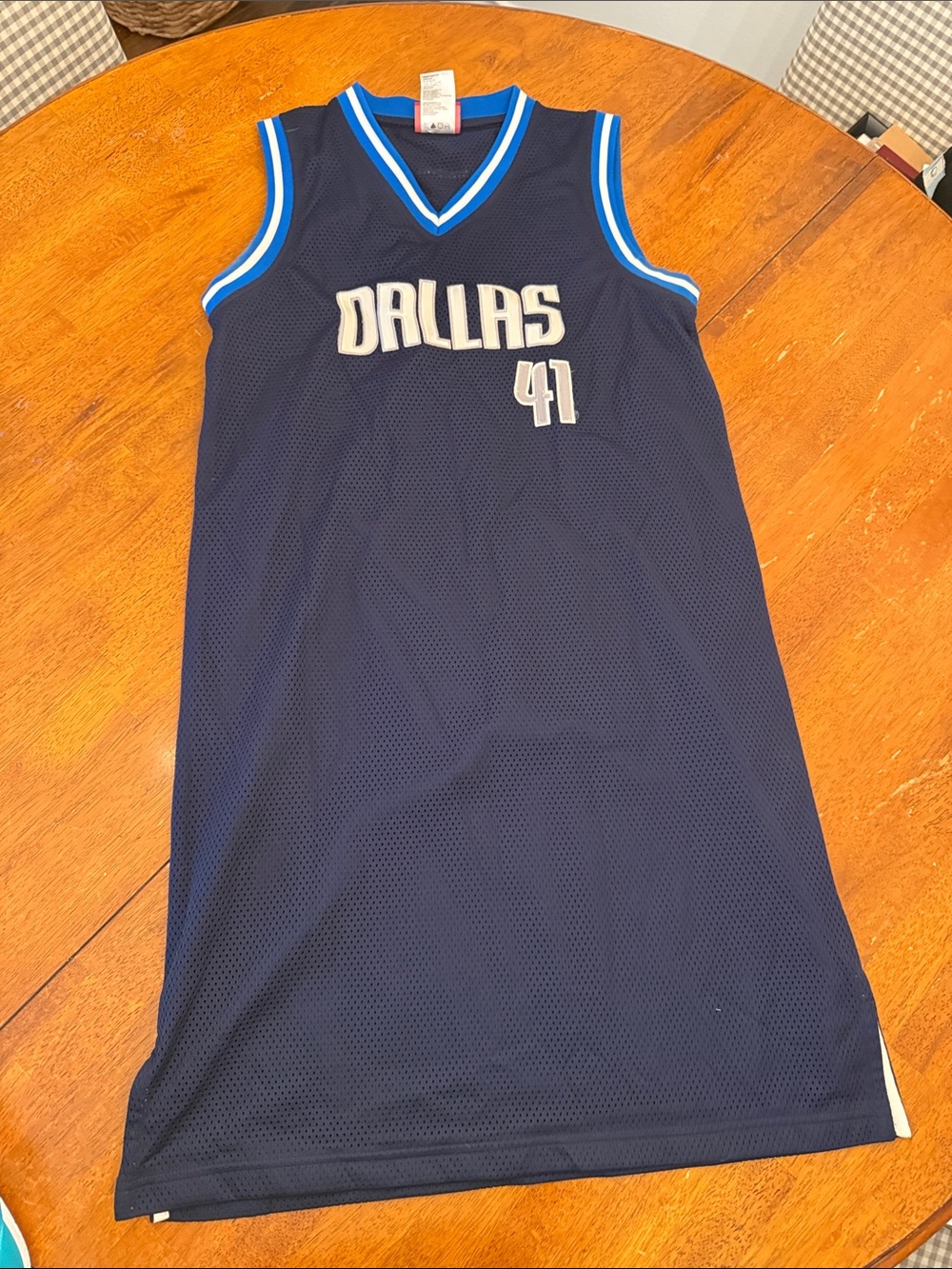 NBA Dallas Navy Blue #41 High-Low Dress L Large